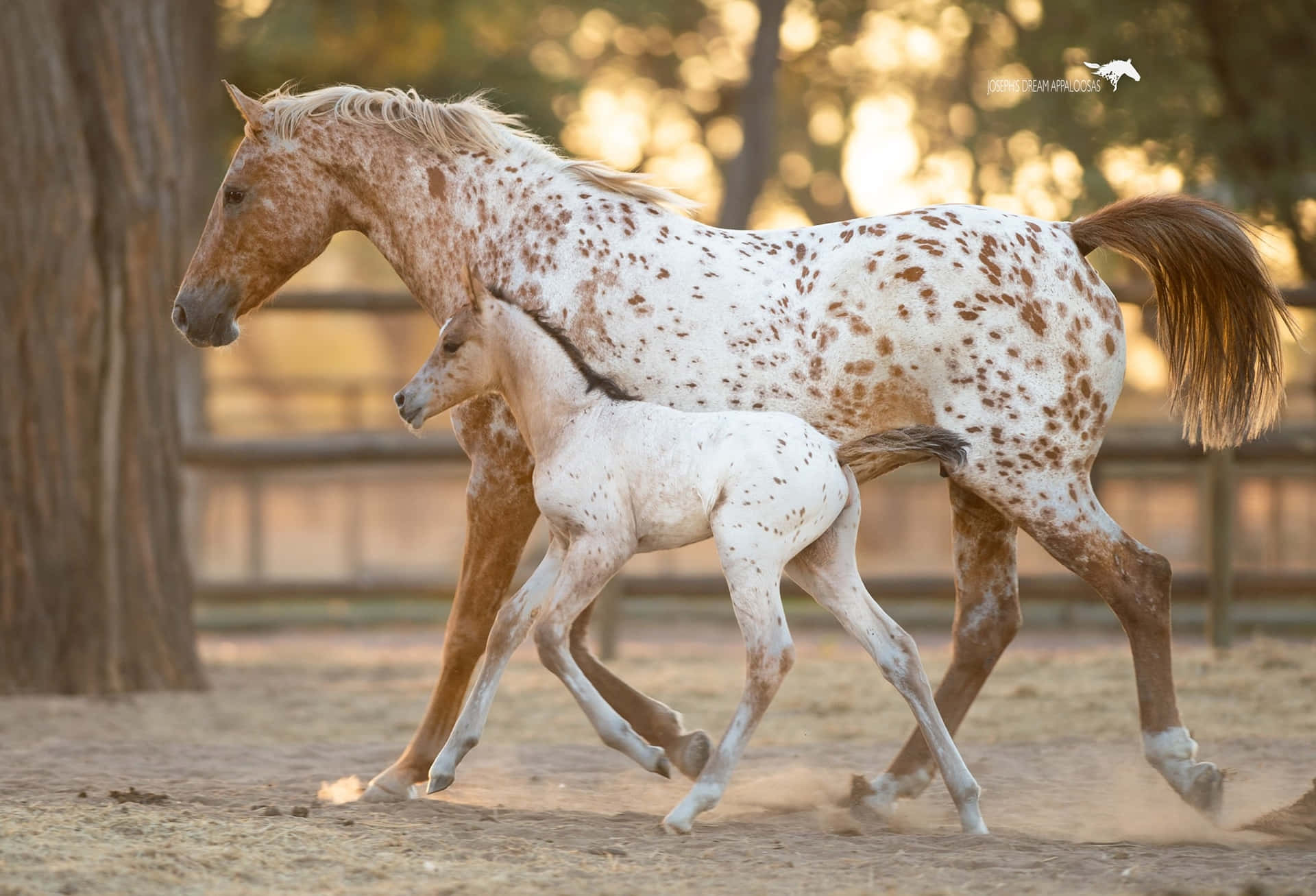 A Horse And Her Foal Walking In A Dirt Field