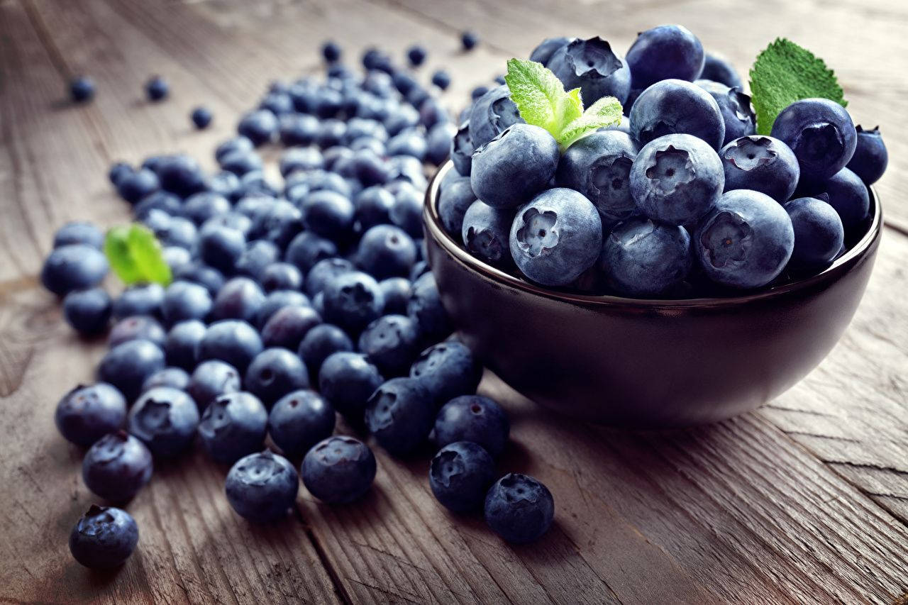 Appetizing Bowl Of Blueberries Wallpaper
