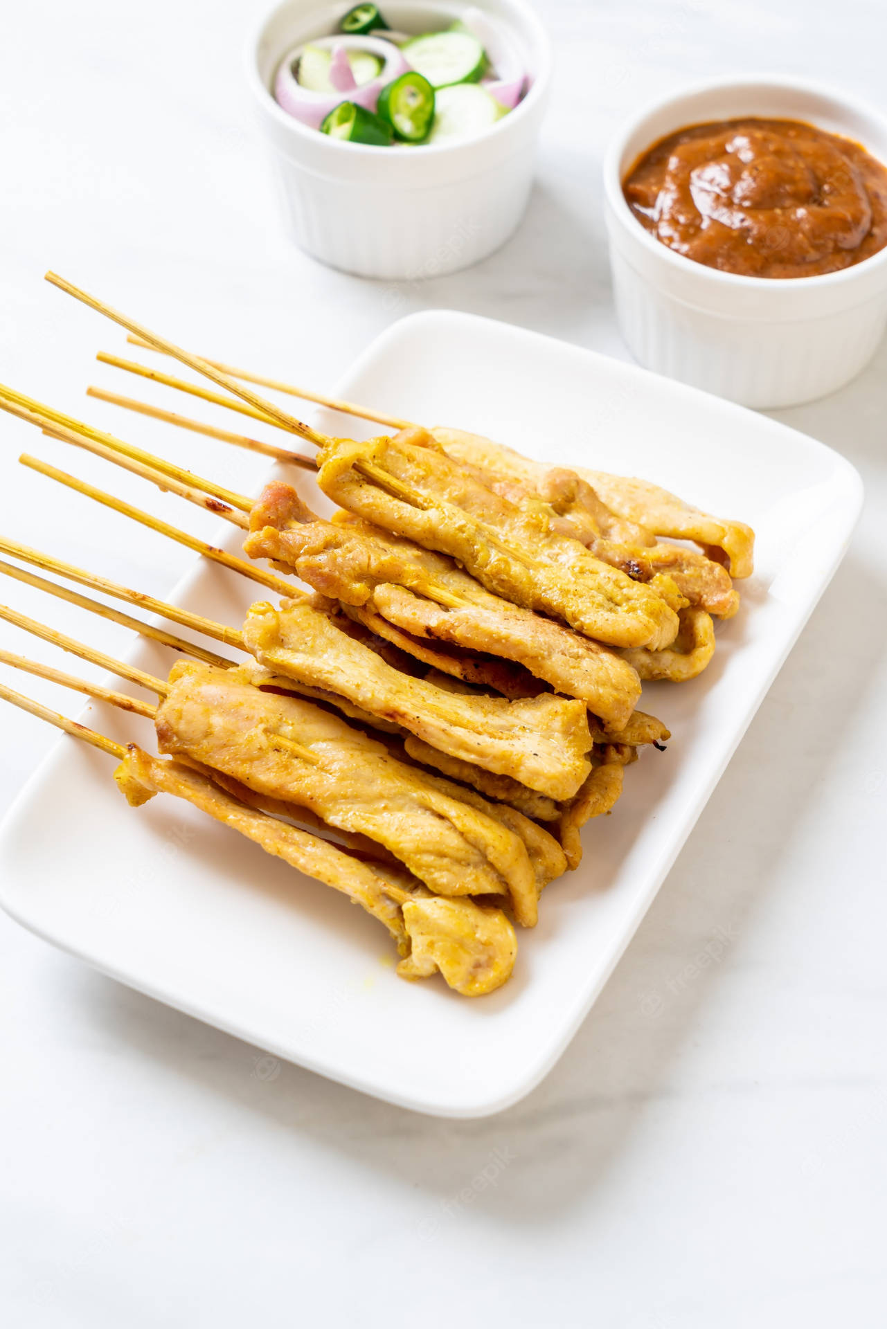 Appetizing Chicken Satay Asian Food Wallpaper