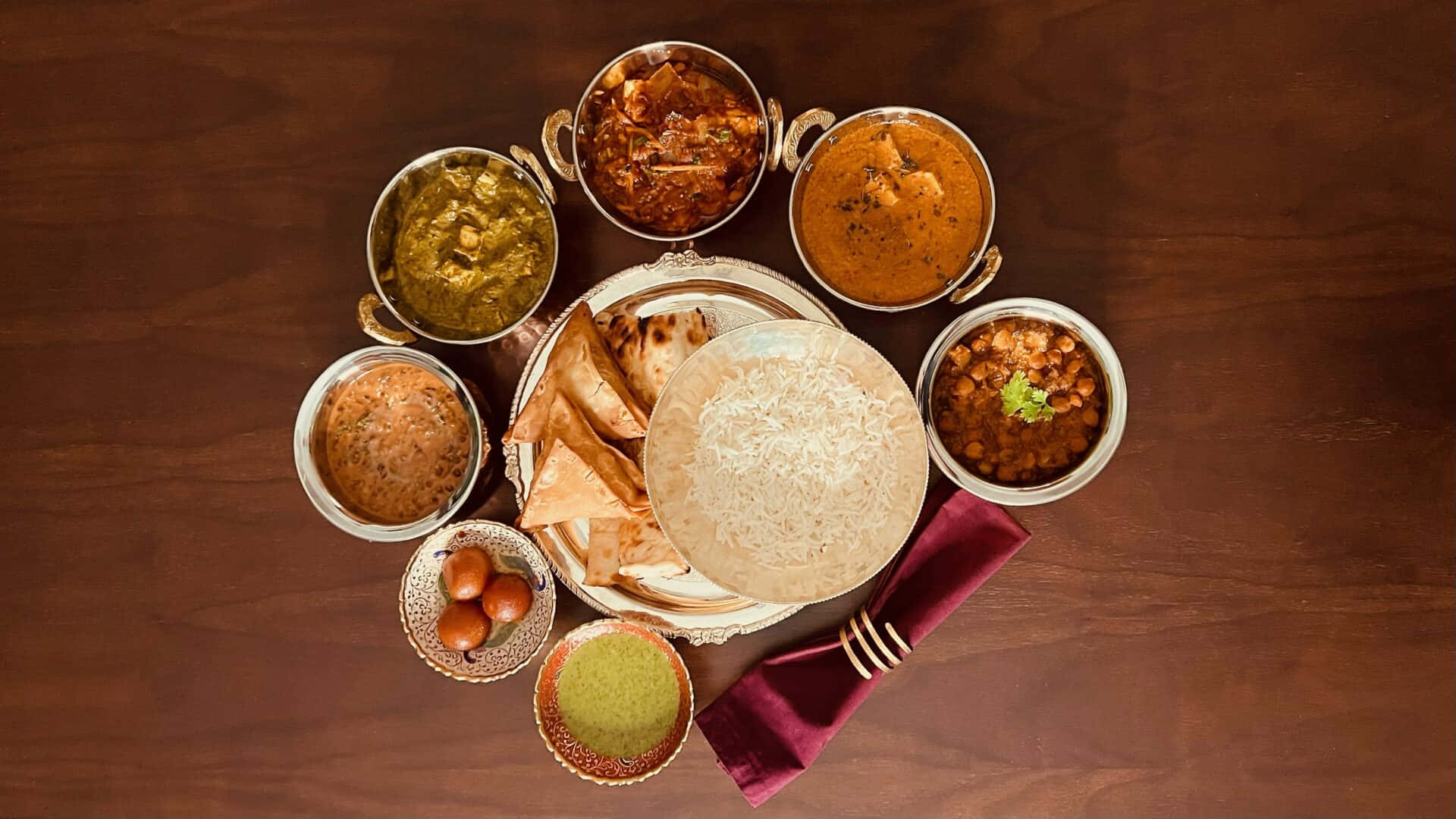 Appetizing Thali Platter Indian Food Wallpaper
