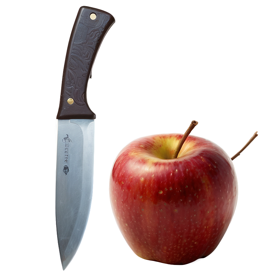 Apple And Knife Png 06132024 PNG