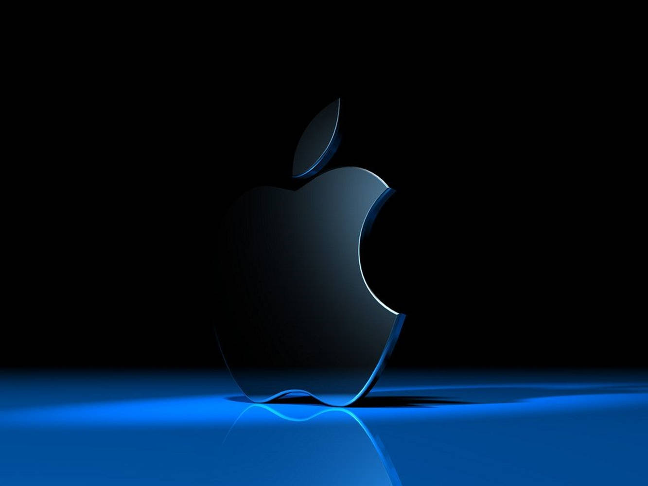 Apple Blue Logo Over Black 3d Picture