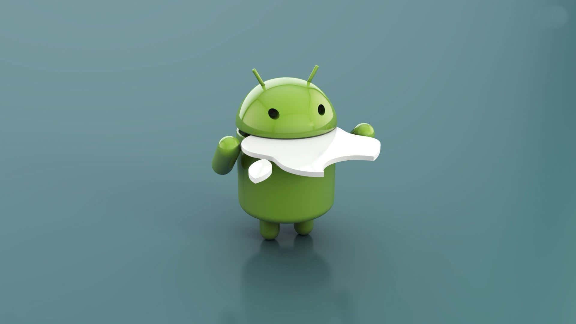 Apple Eating Android Miniature Wallpaper