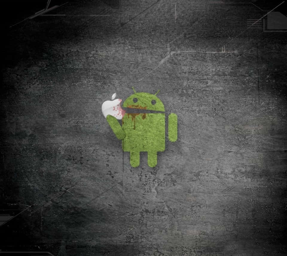 Apple Eating Android Grunge Wallpaper