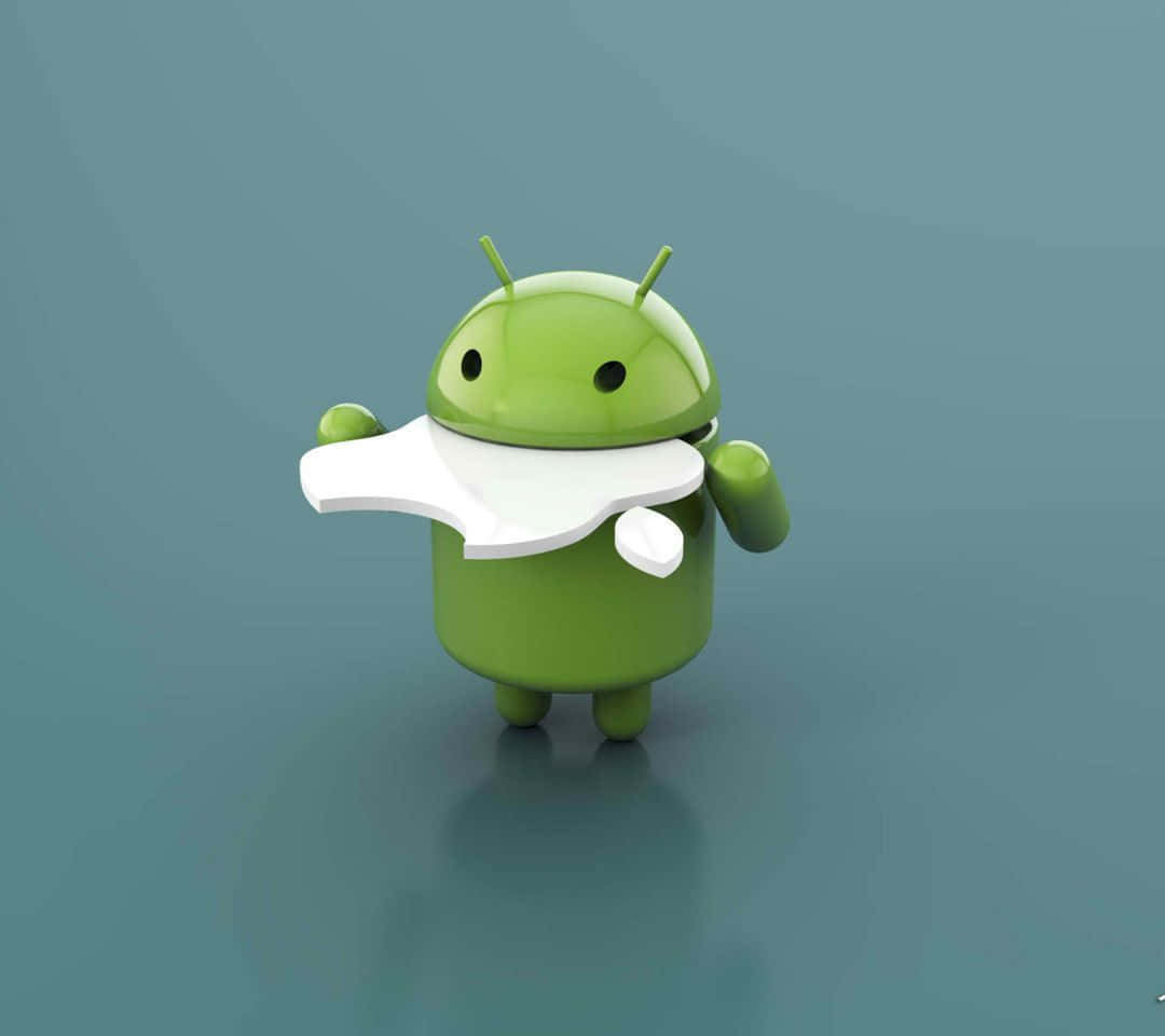 Apple Eating Android 3D Wallpaper