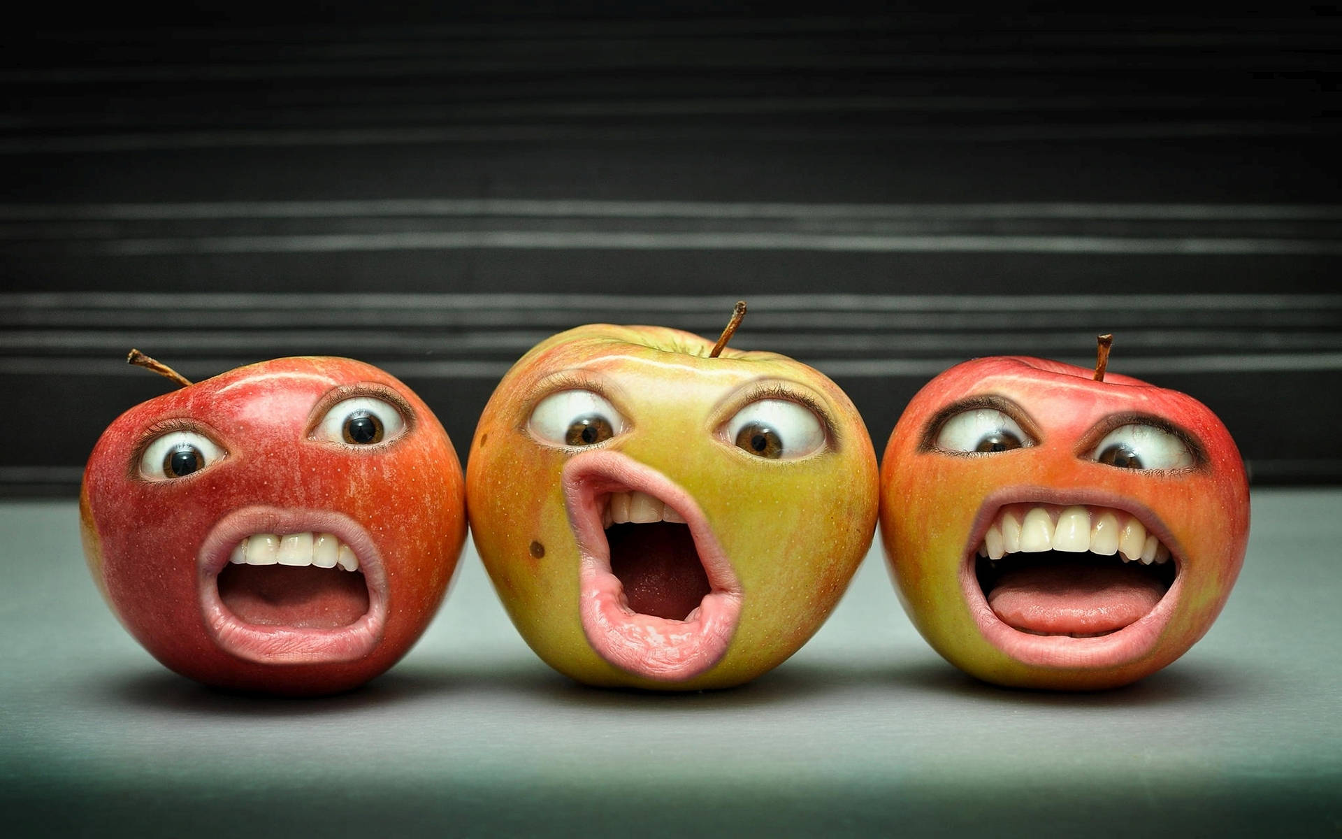 Apple Fruit Funny Faces Wallpaper