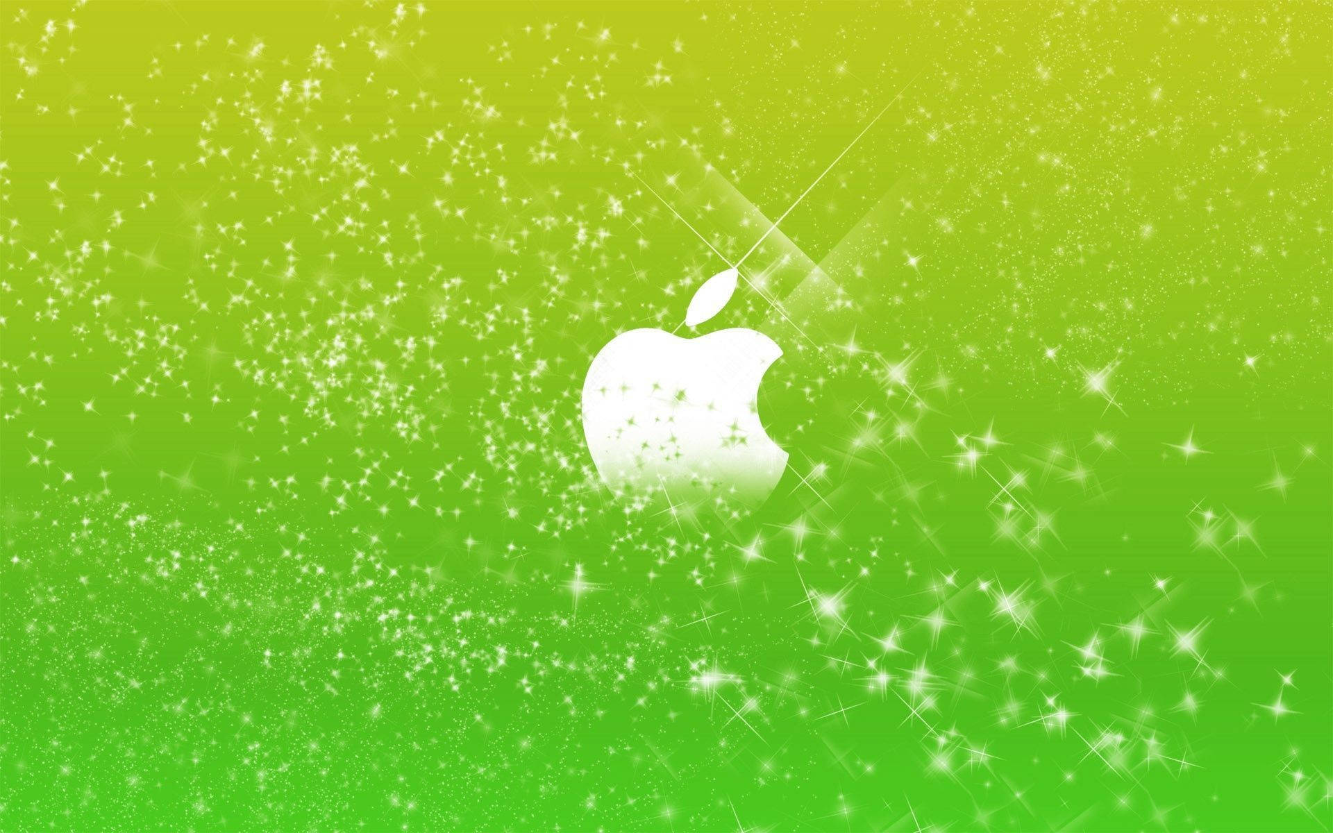 Apple In Green Sparkle Background