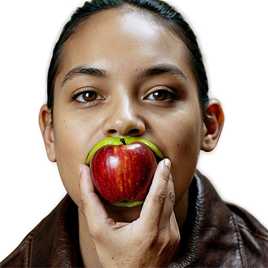 Apple In Mouth Png Nul PNG