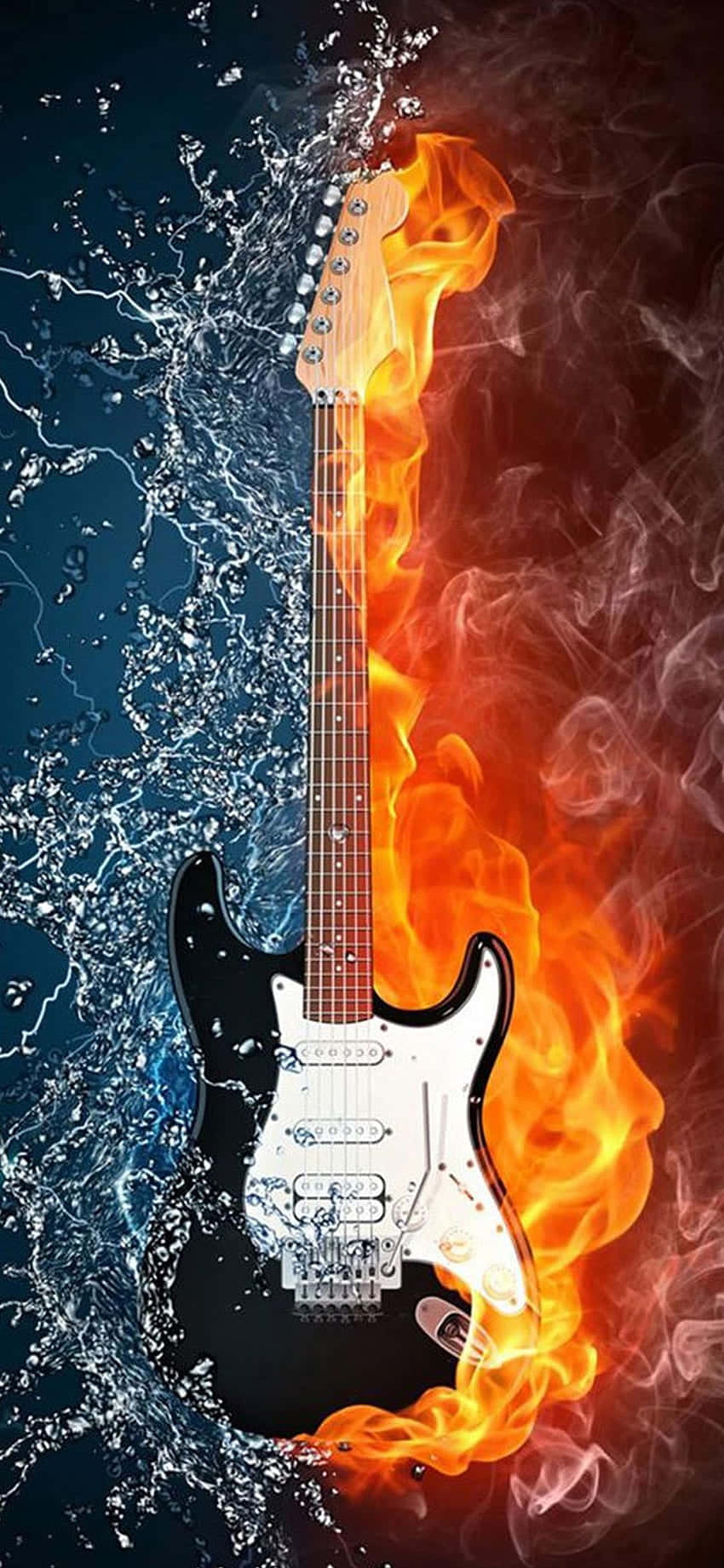 Apple Iphone X Guitar Fire Water Background