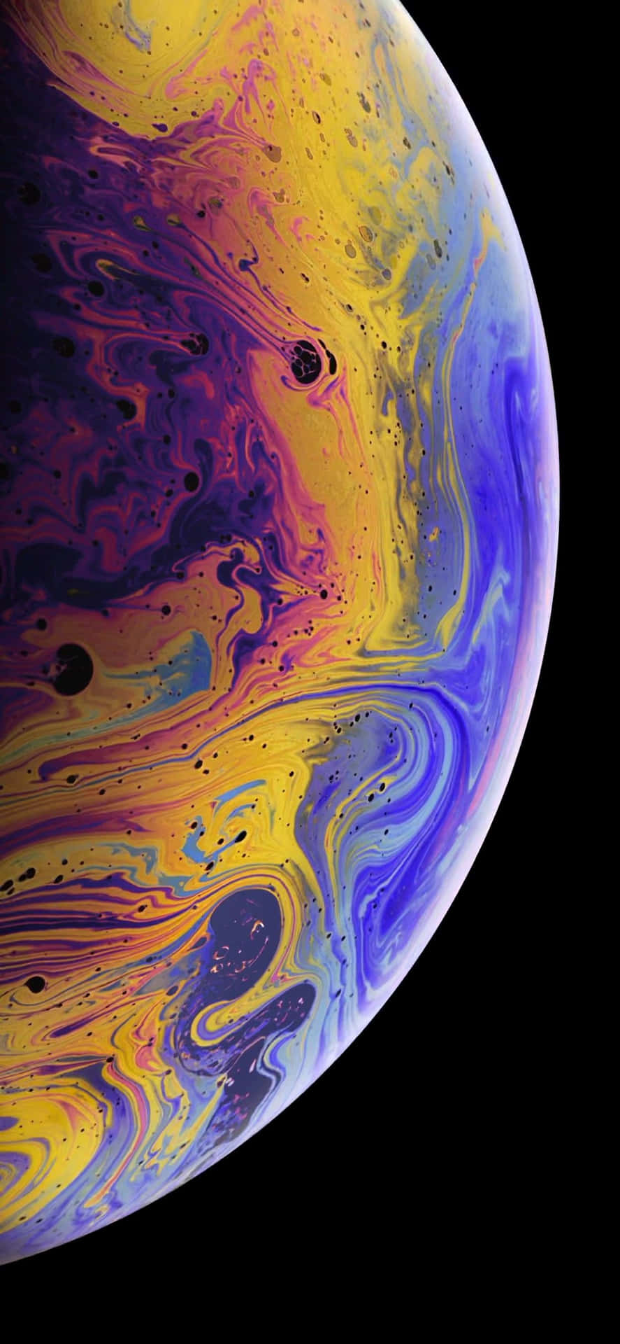 Apple Iphone Xs Yellow Blue Fluid Bubble Wallpaper