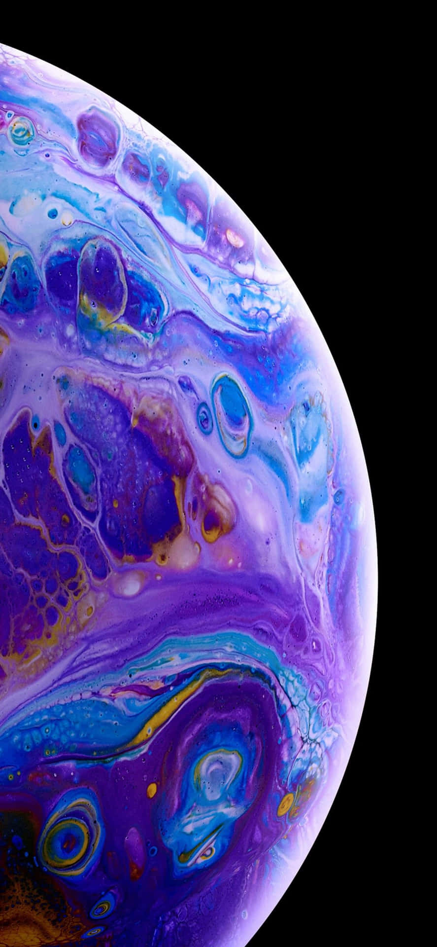 Apple Iphone Xs Purple Blue Fluid Bubble Wallpaper