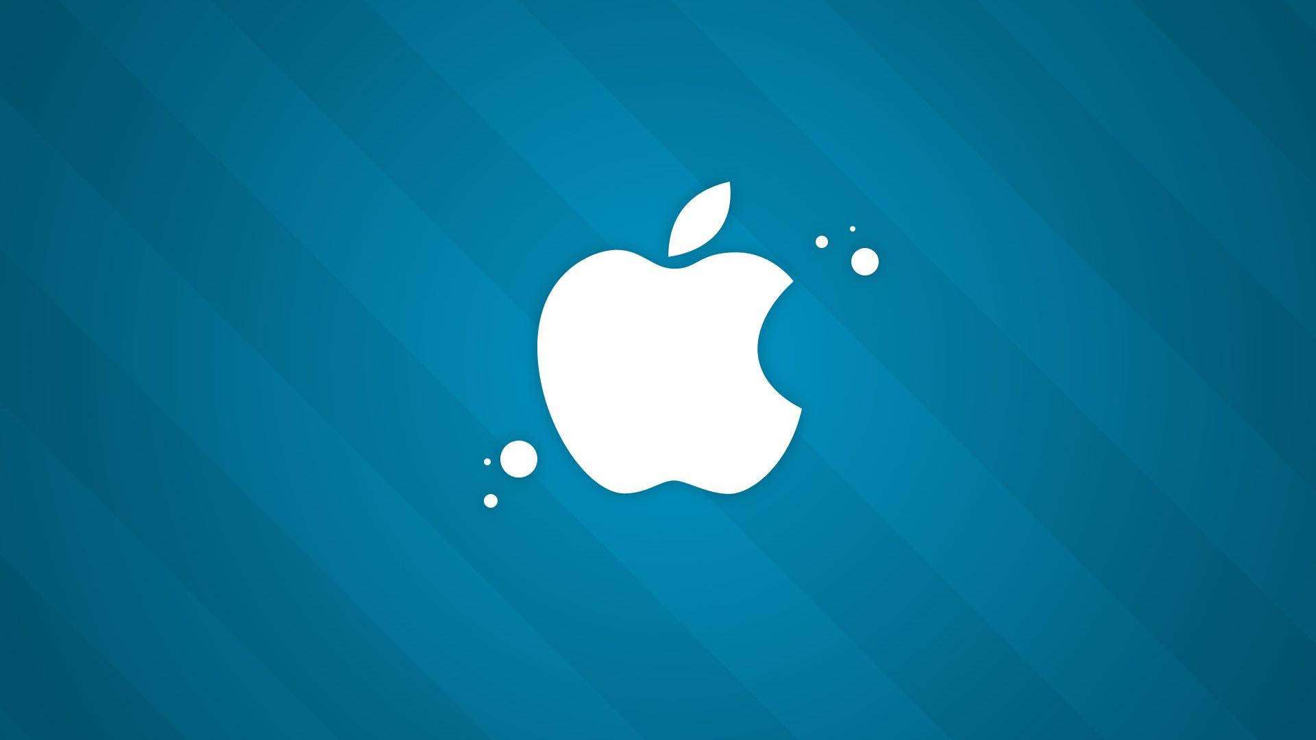 Apple Logo 4k On Blue Background Wallpaper