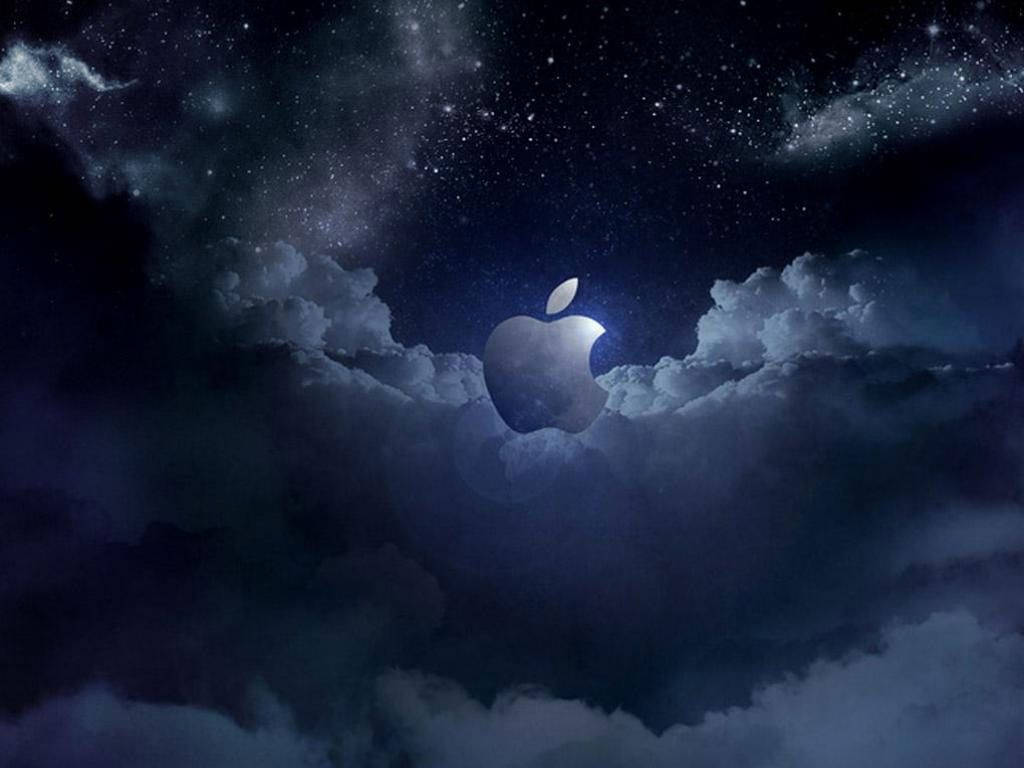 Apple Logo Cloudy Night Sky Wallpaper