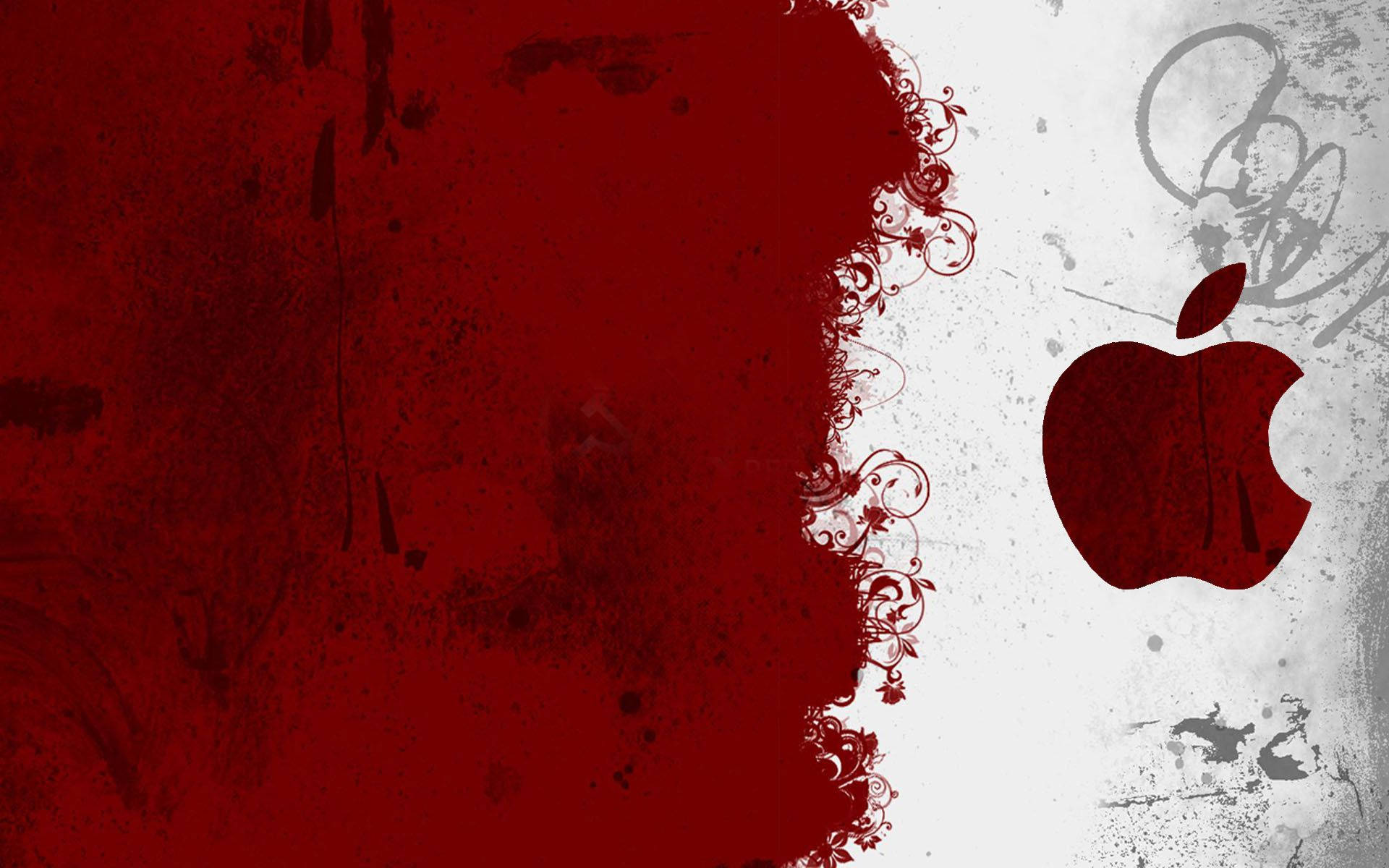Apple Logo Cool Rød Og Hvid Wallpaper