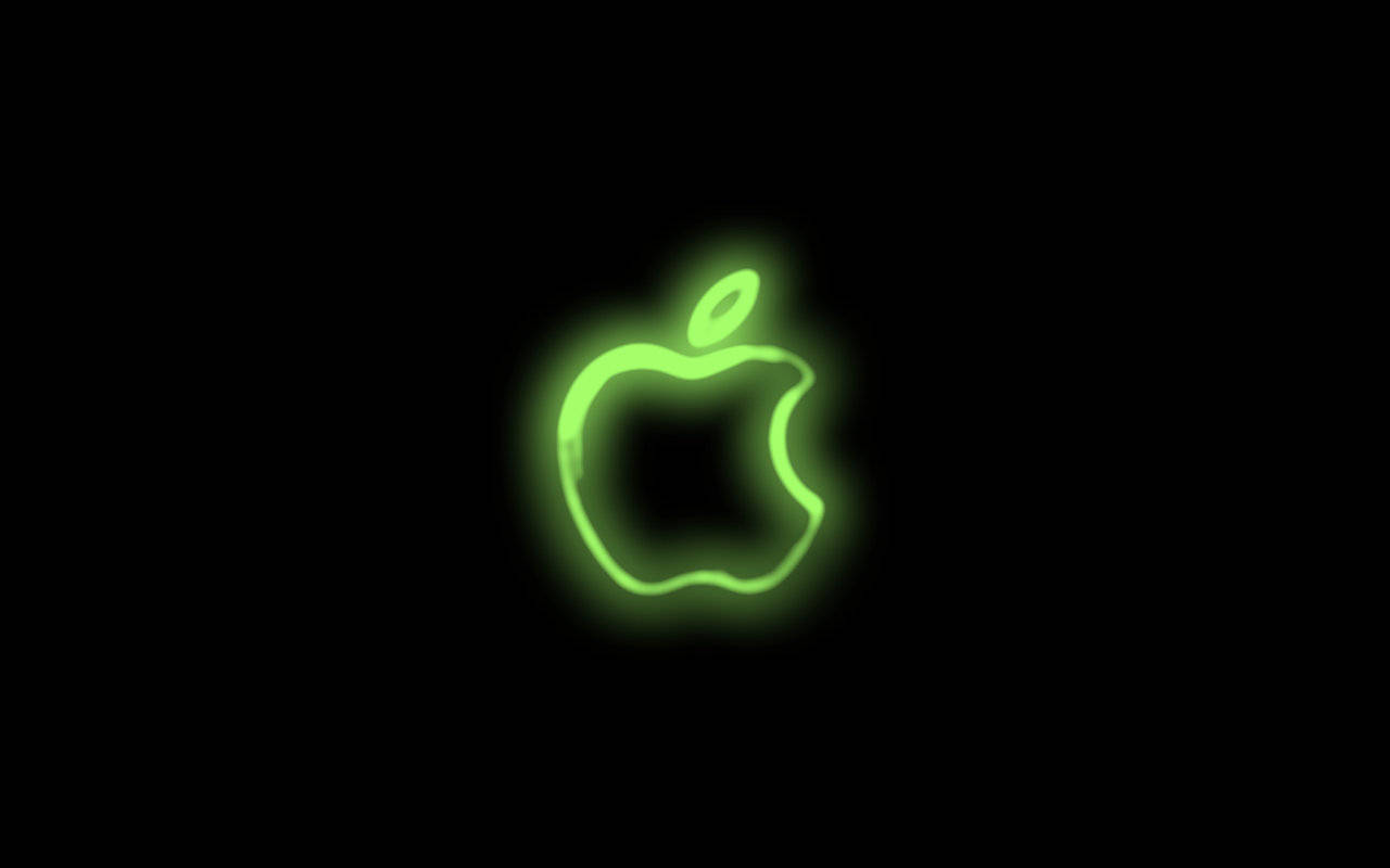Apple Logo Neon Green Aesthetic Wallpaper