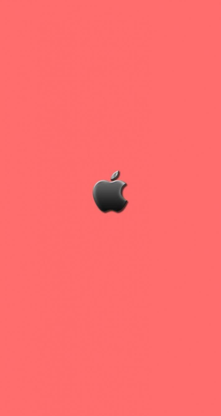 Apple-logo Over Lyserød Baggrund Ios 7 Wallpaper