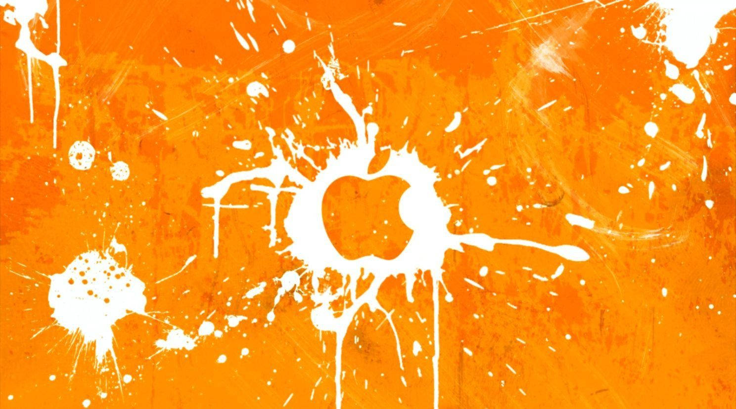 Apple Logo Paint Orange Phone Picture