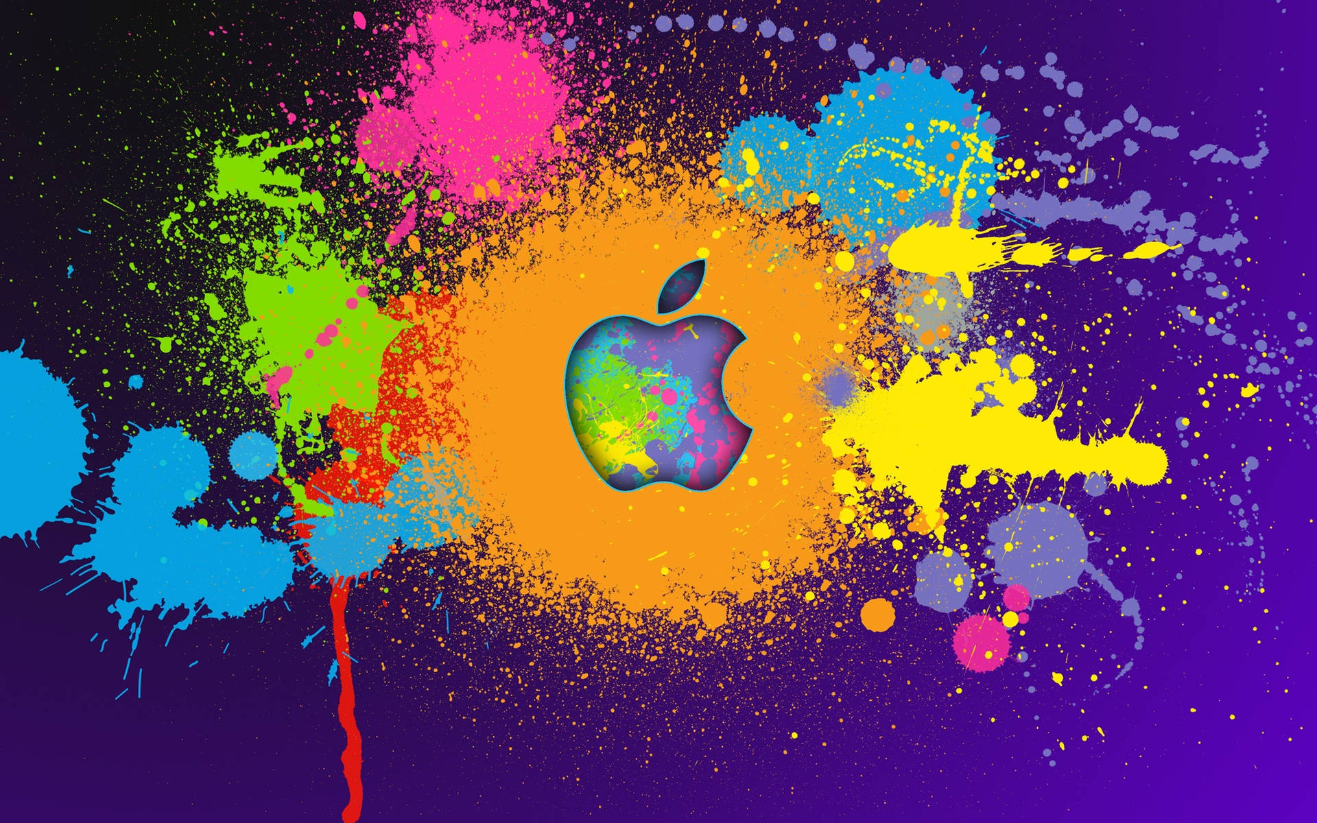Apple Logo in Colorful Splatter Wallpaper
