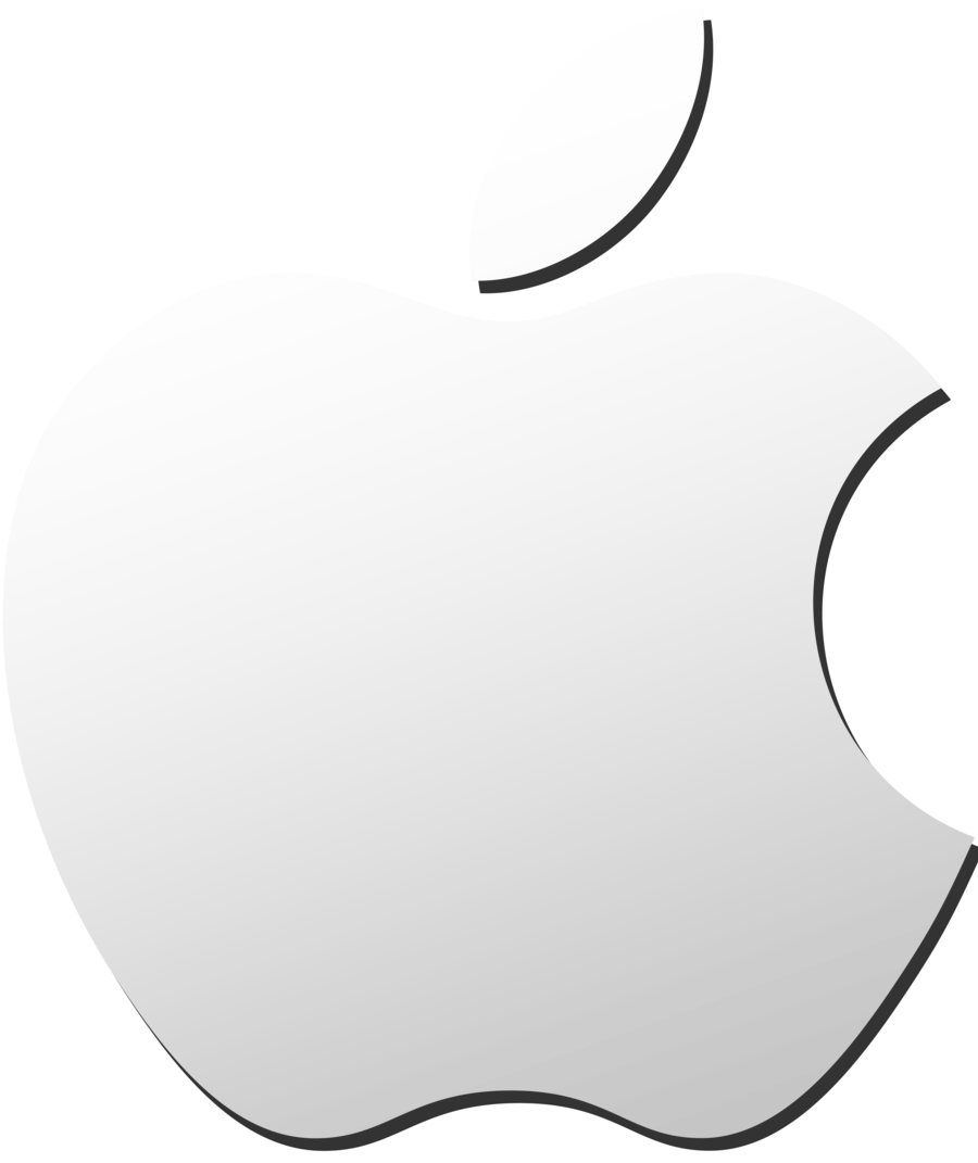 Apple Logo Silver Gradient Background PNG