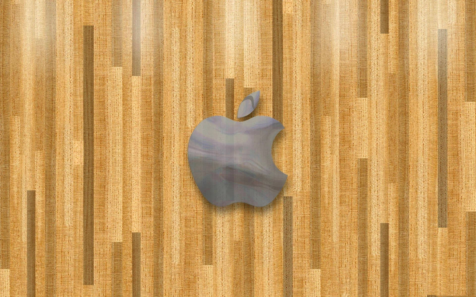 Apple Logo Wooden Wall Wallpaper