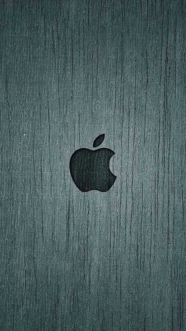 Apple Logoon Dark Wood Texture Wallpaper