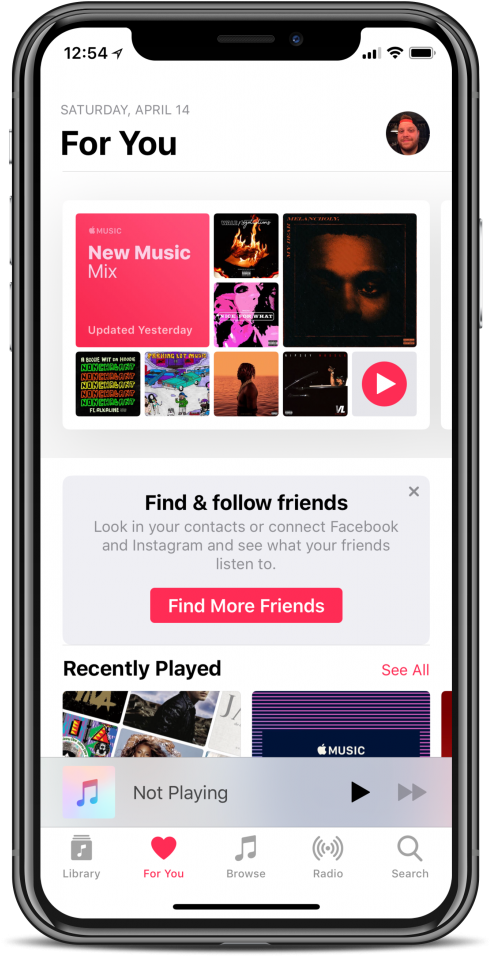 Apple Music For You Section Screenshot PNG