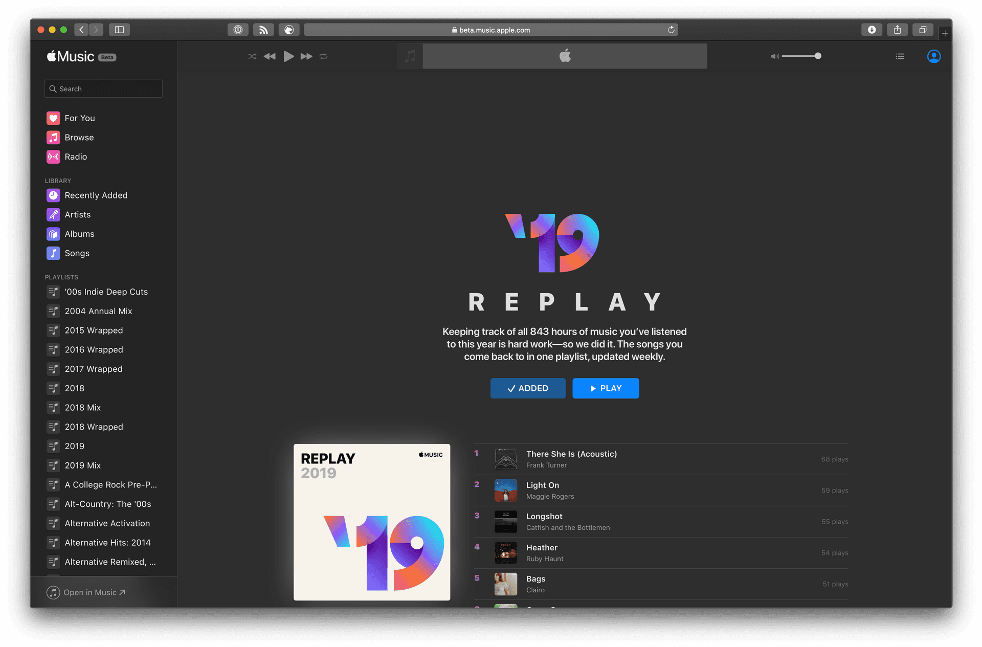 Apple Music Replay2019 Interface PNG