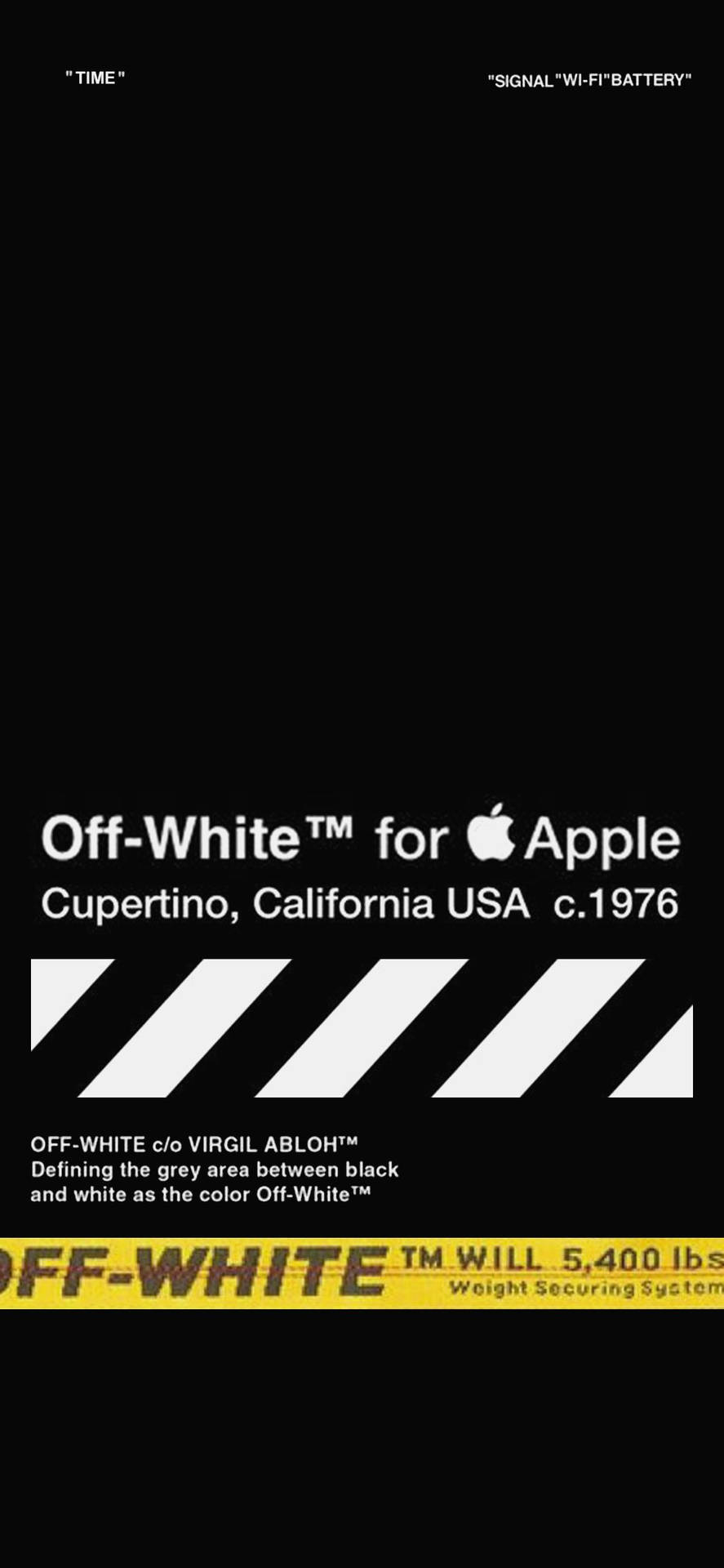 Apple Off White Logo Tapet: En klassisk vægtapet, designet med Apples officielle farver og logo Wallpaper