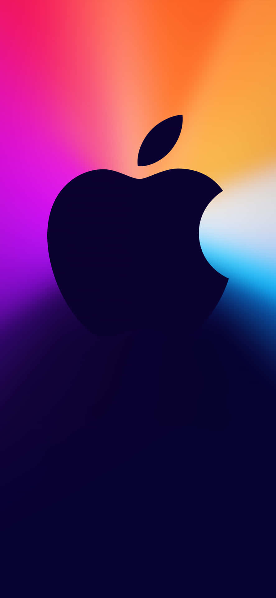 Det ikoniske Apple-logo med farverig baggrund.