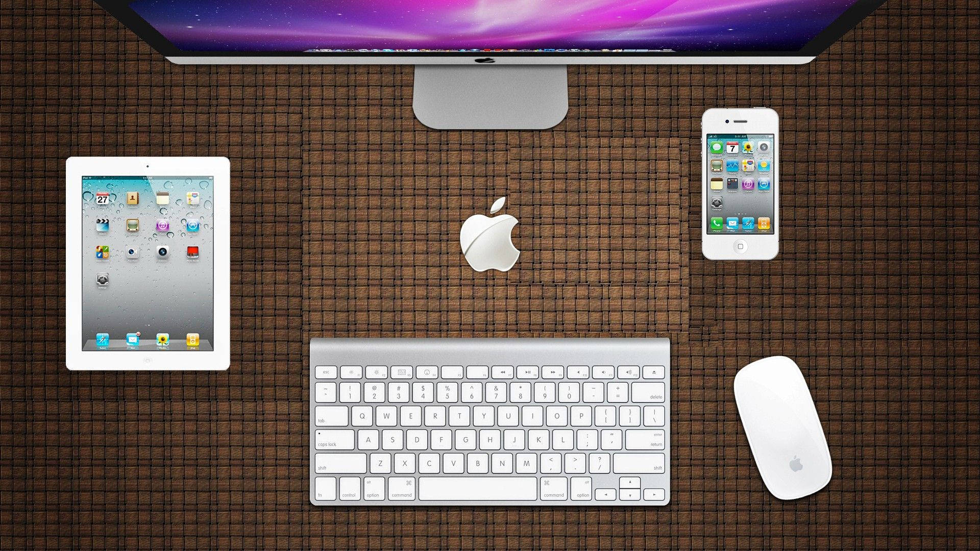 Apple Products Office Desk Set-up Picture