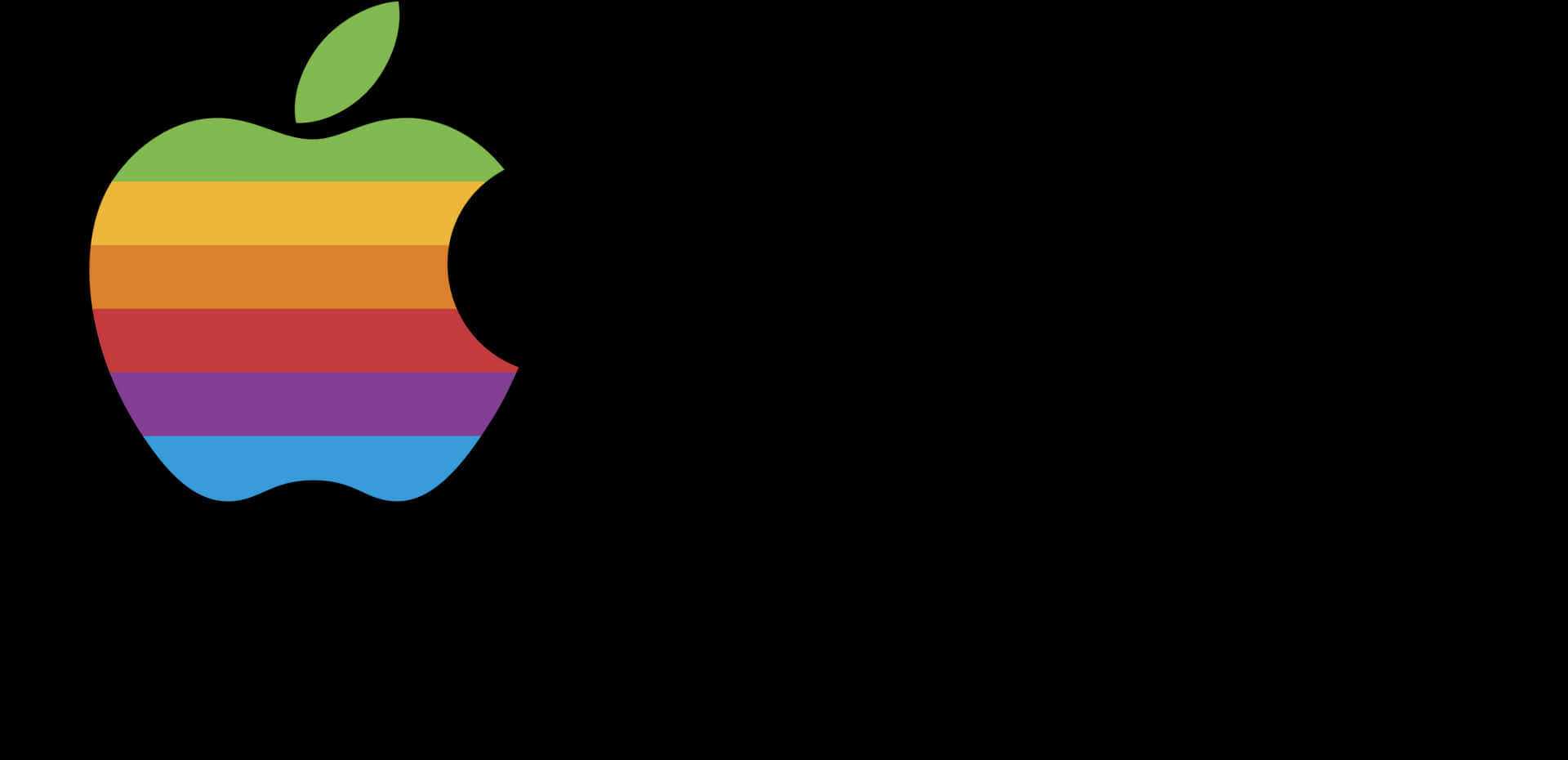 Apple Rainbow Logo Black Background PNG