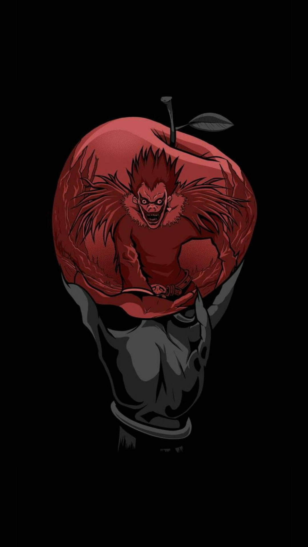 Apple Reflecting Ryuk From Death Note Phone Wallpaper
