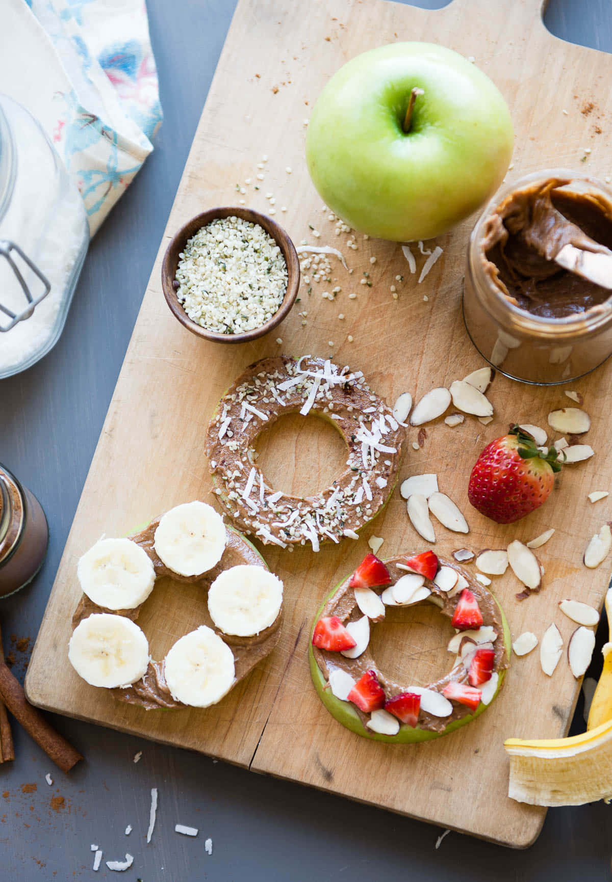 Gezonde Snack Voorbereiding Van Appelringen Achtergrond