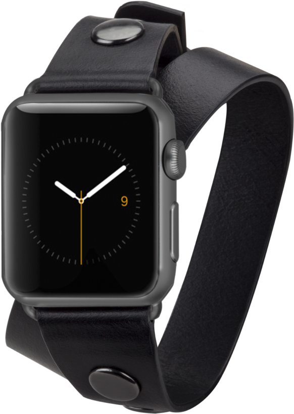 Apple Watch Black Leather Strap PNG