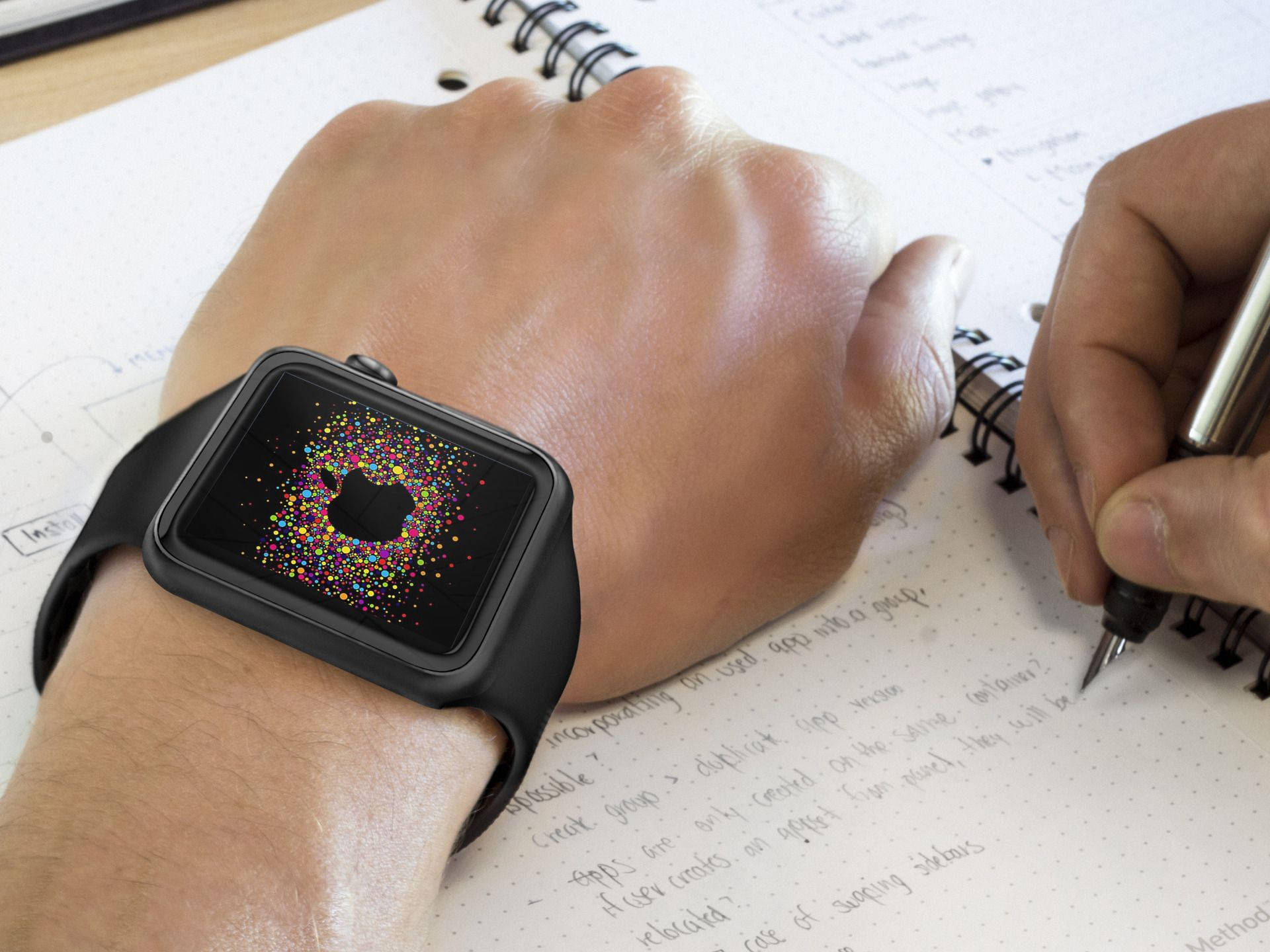 Apple Watch With Black Silicone Band Wallpaper