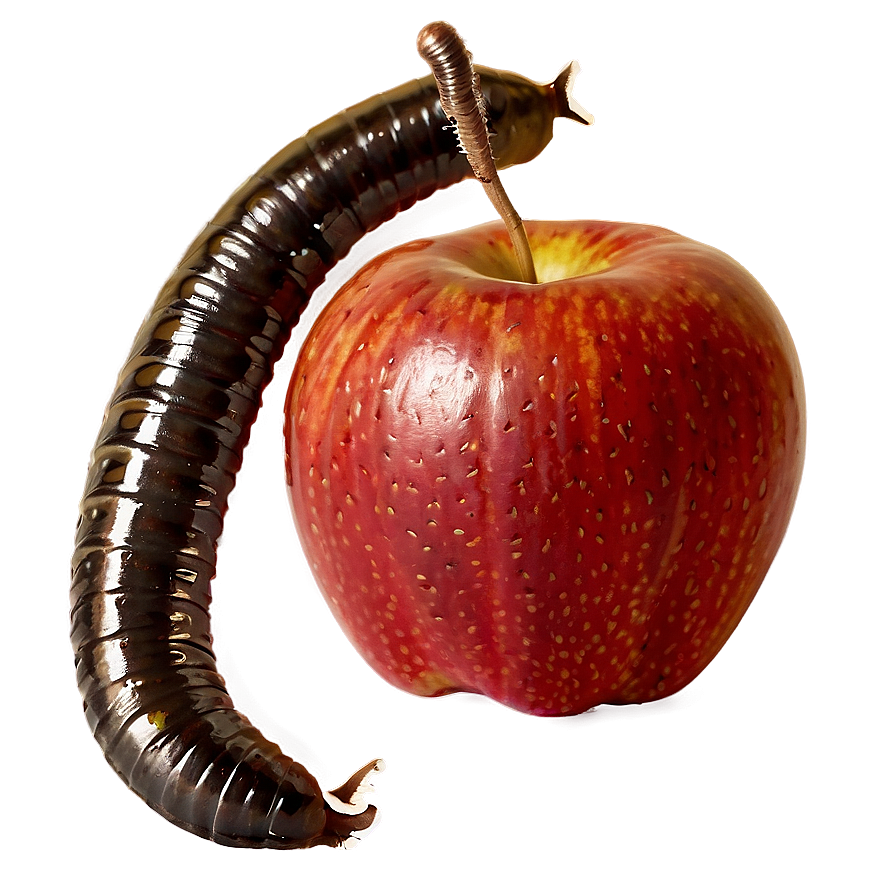 Apple With Worm Png 06132024 PNG