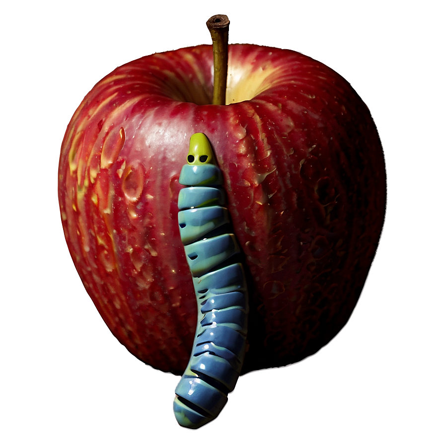 Apple With Worm Png Dls PNG