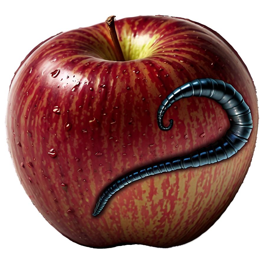 Apple With Worm Png Eqy60 PNG