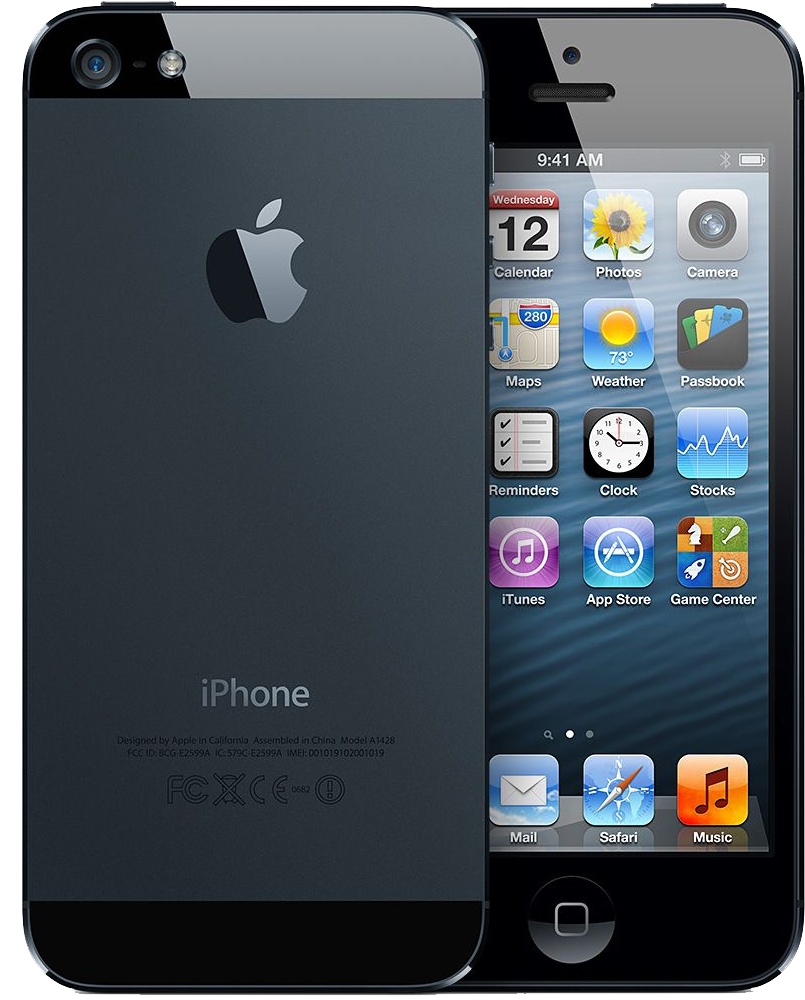 Applei Phone5 Black Front Back PNG
