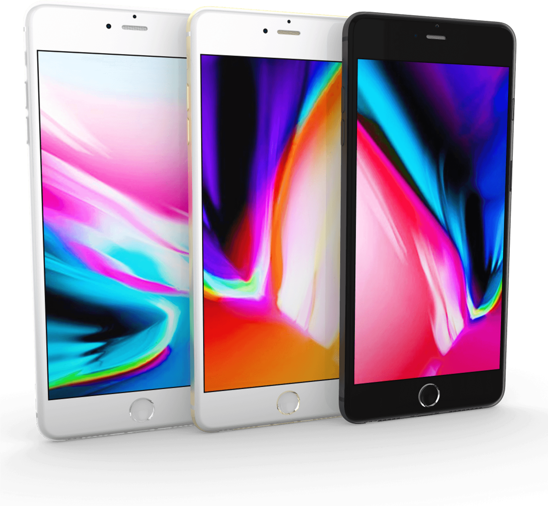 Applei Phones Colorful Display Trio PNG