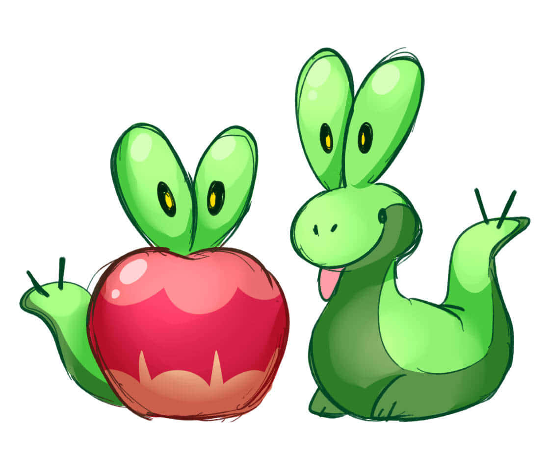 Applin With Green Worm Wallpaper