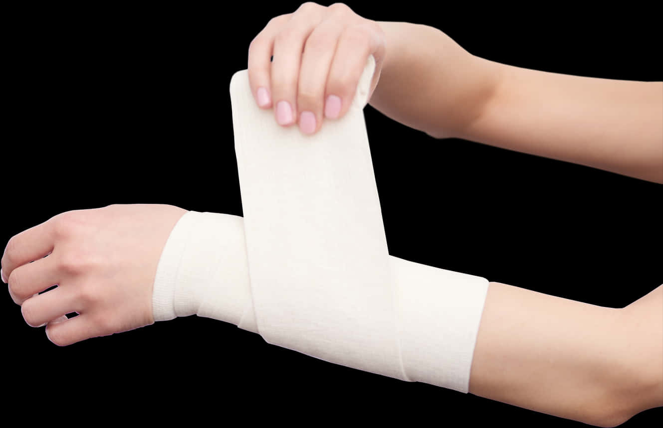Applying Elastic Bandageon Arm PNG