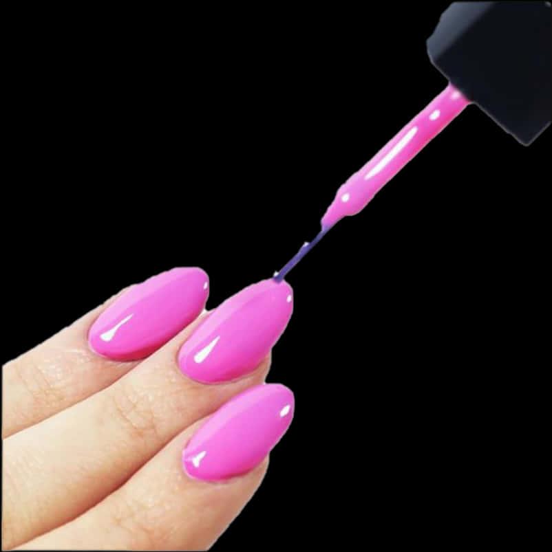 Applying Pink Nail Polish PNG