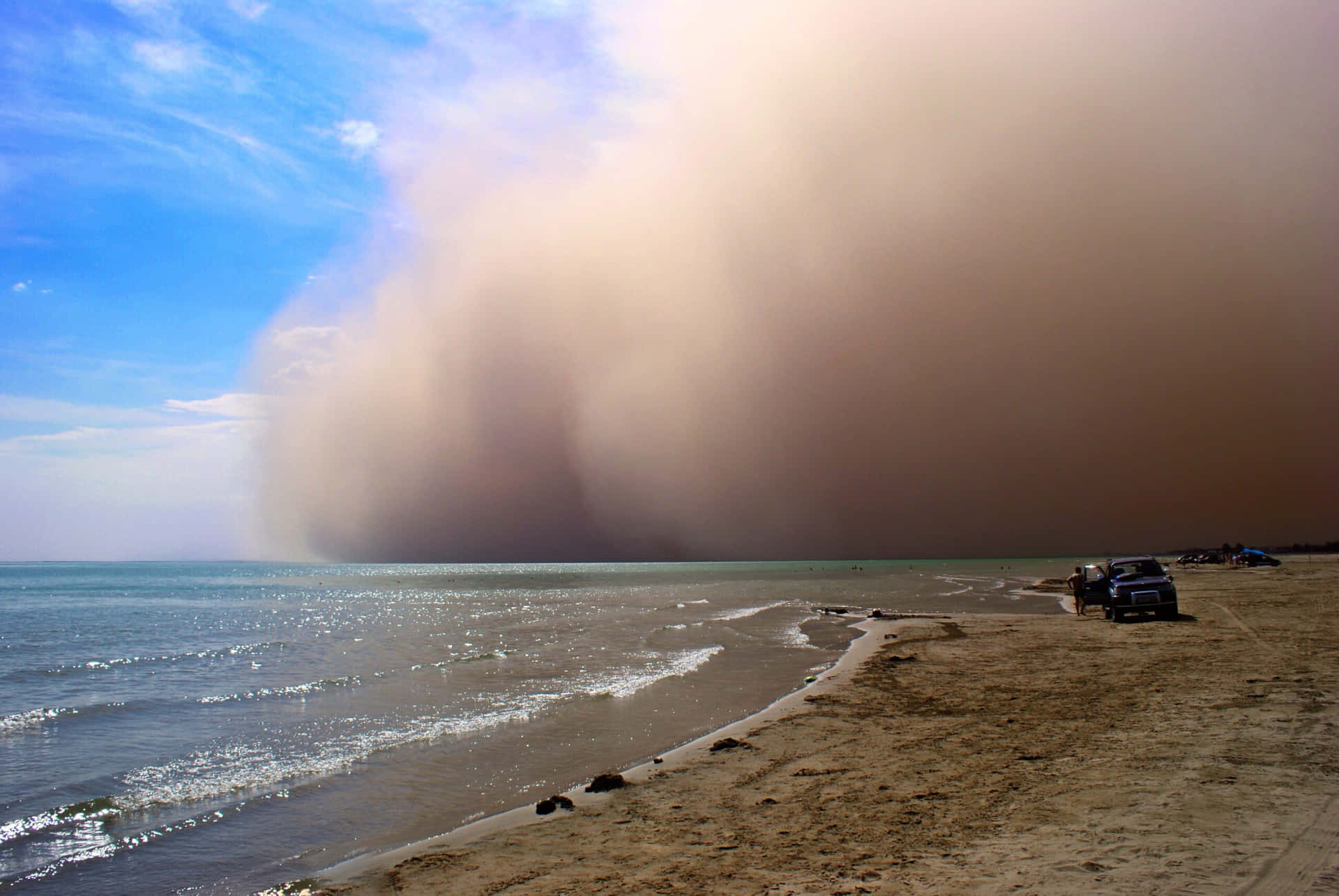Approaching Dust Storm Beachside Wallpaper