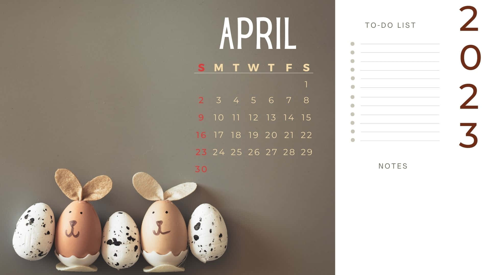 A Calendar With Easter Eggs On It Wallpaper