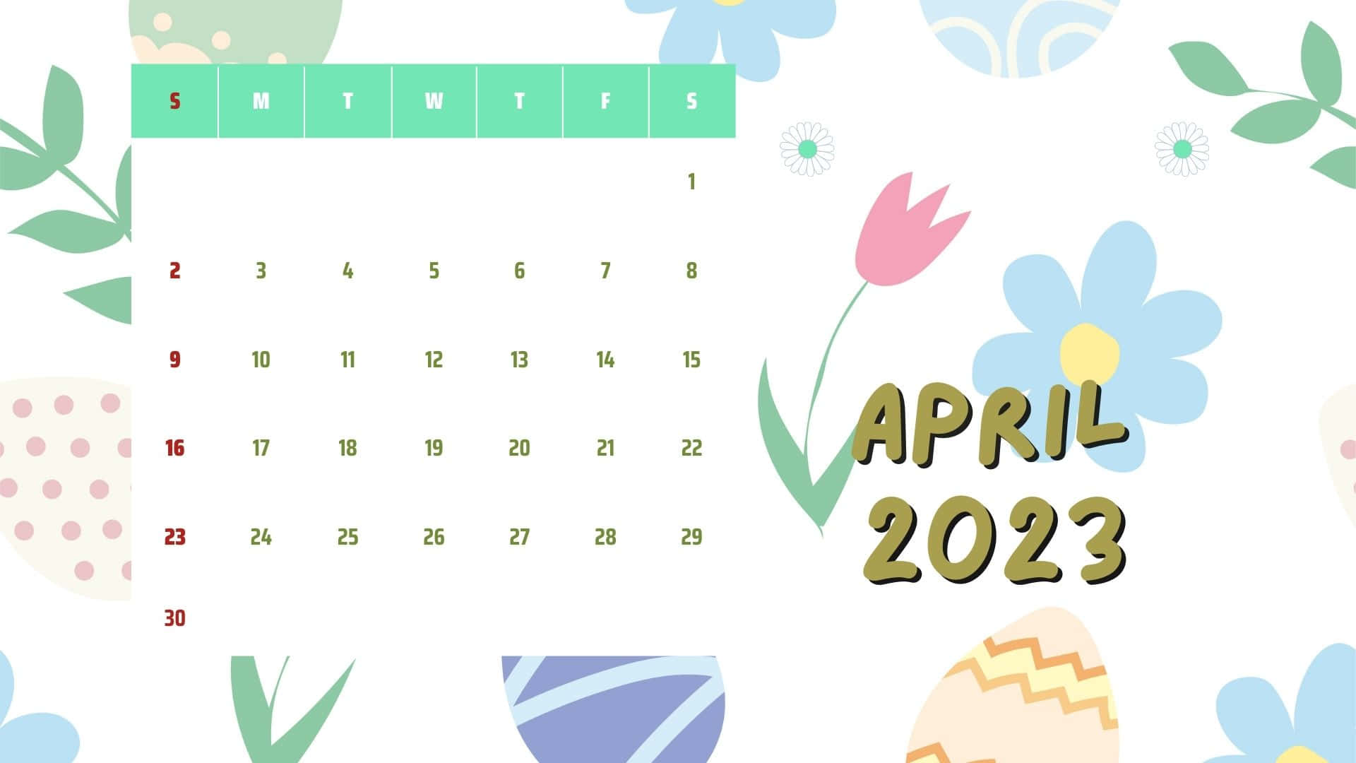 April 2023 monthly calendar Wallpaper
