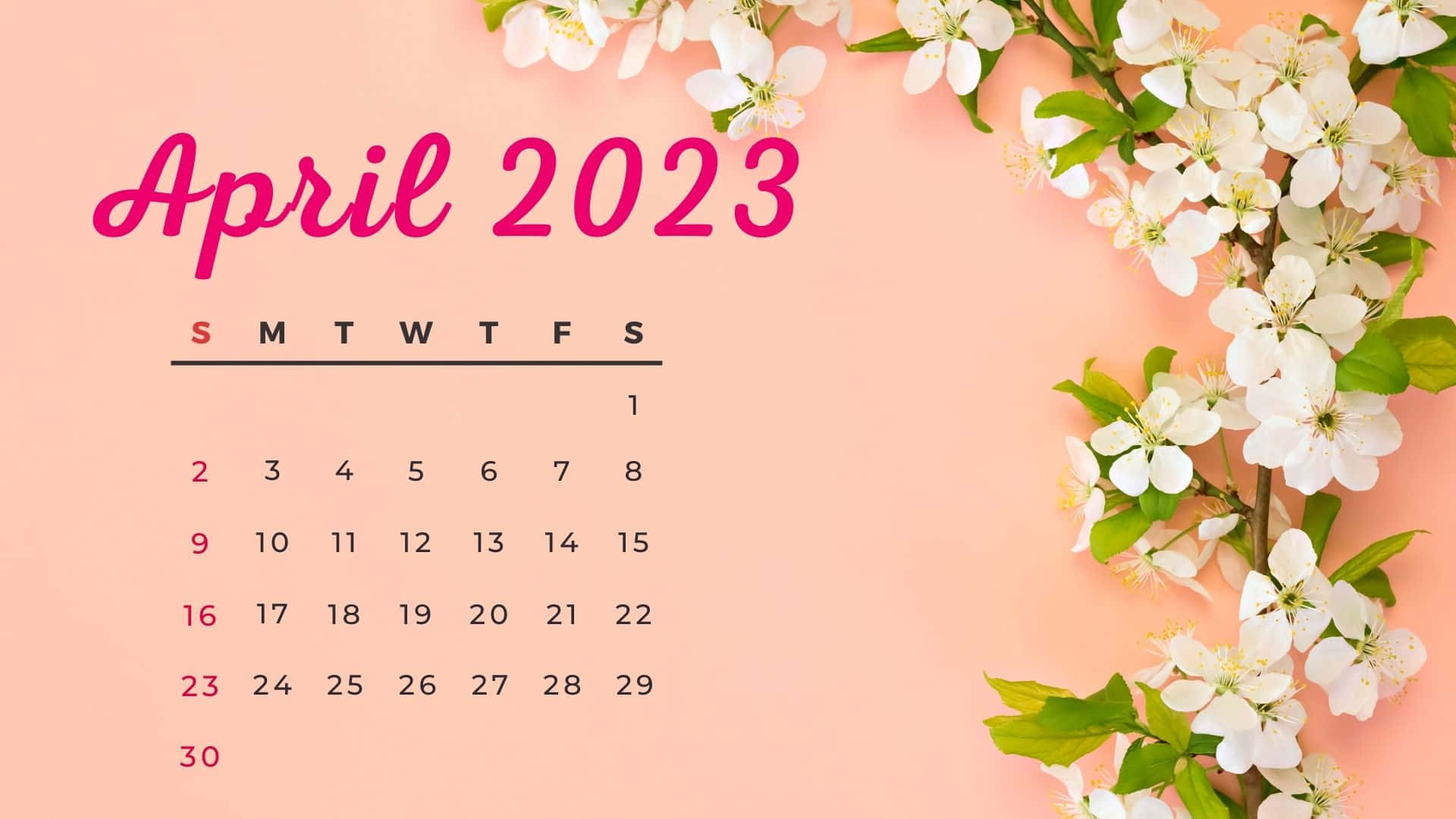 April 2020 Calendar With Flowers And Flowers Wallpaper