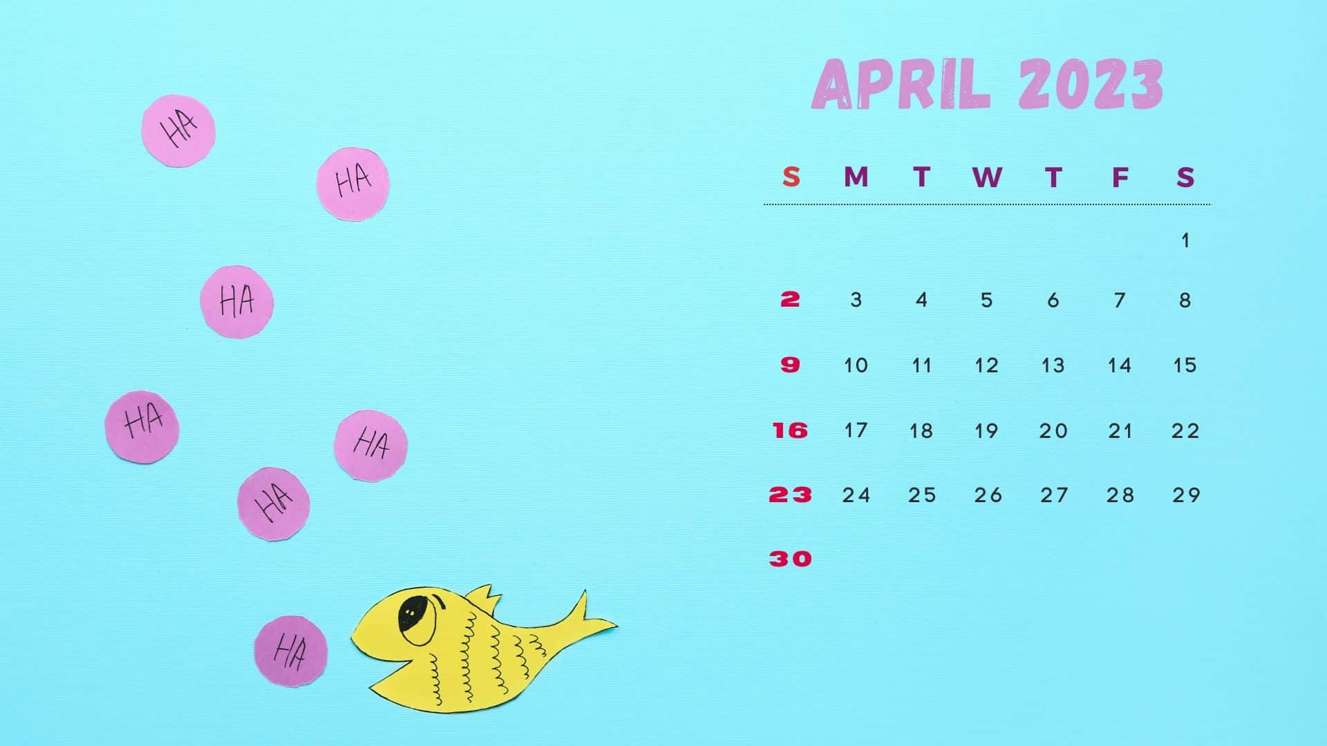 A Calendar With A Fish And A Pink Flower Wallpaper