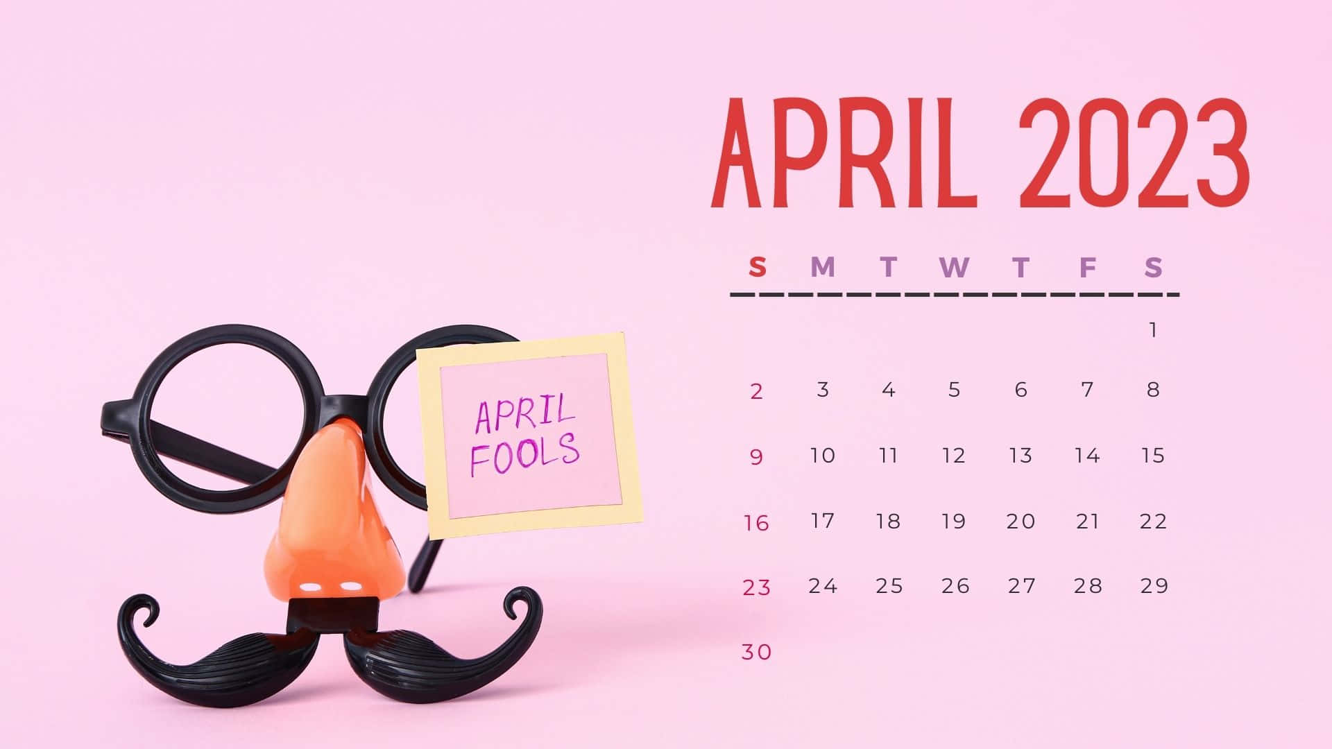 A Pink Calendar With A Mustache And Glasses Wallpaper
