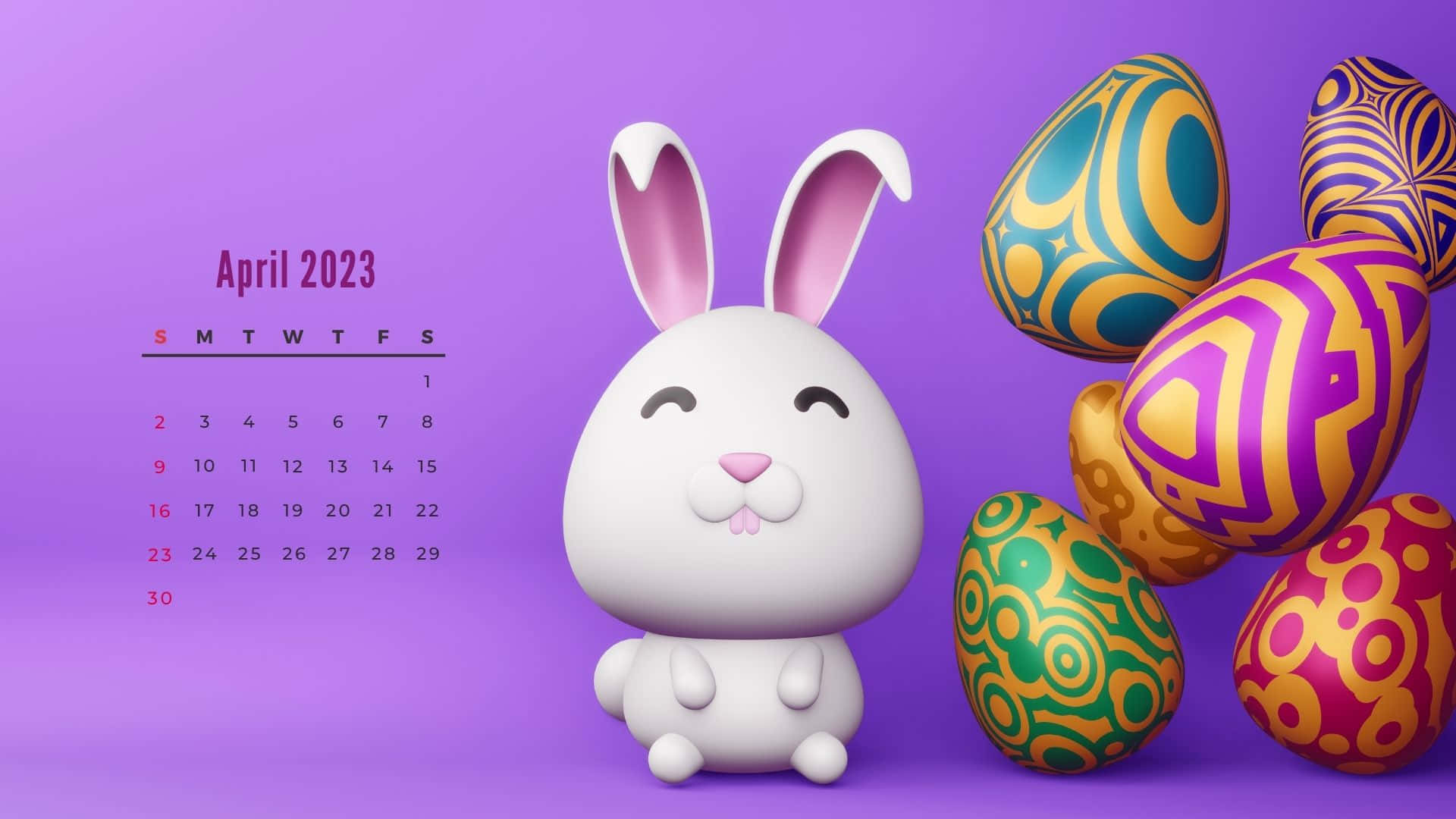 A Calendar With A Bunny And Easter Eggs Wallpaper